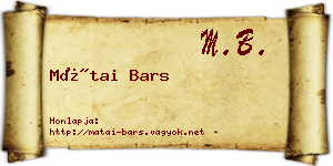 Mátai Bars névjegykártya